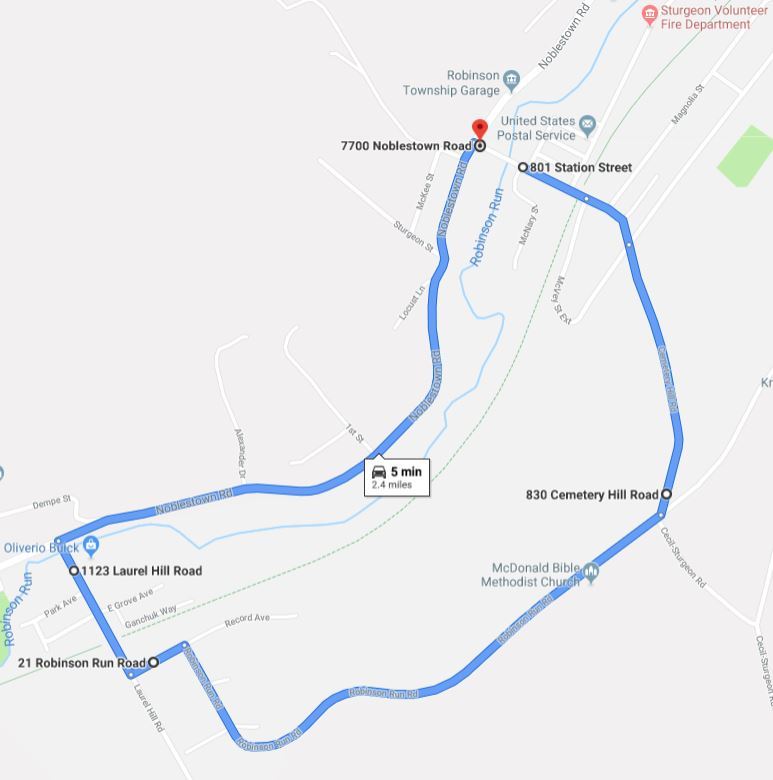 Map of Sturgeon bridge detour route