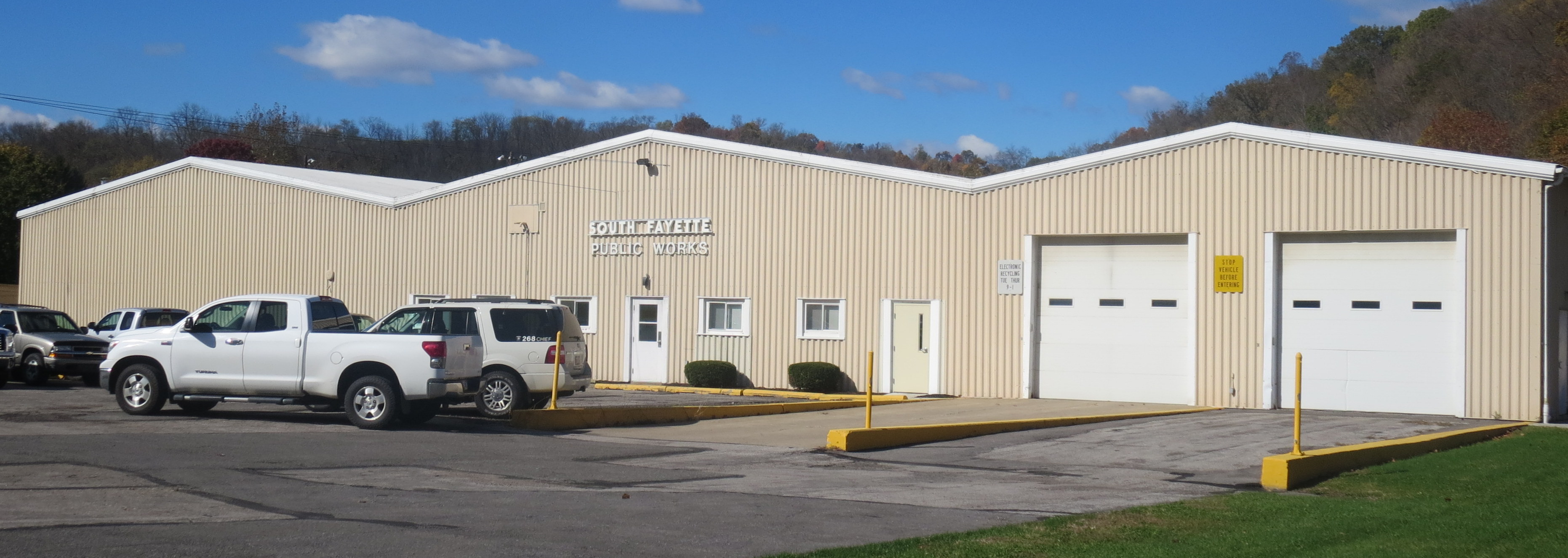 External view of Public Works Building & Garage