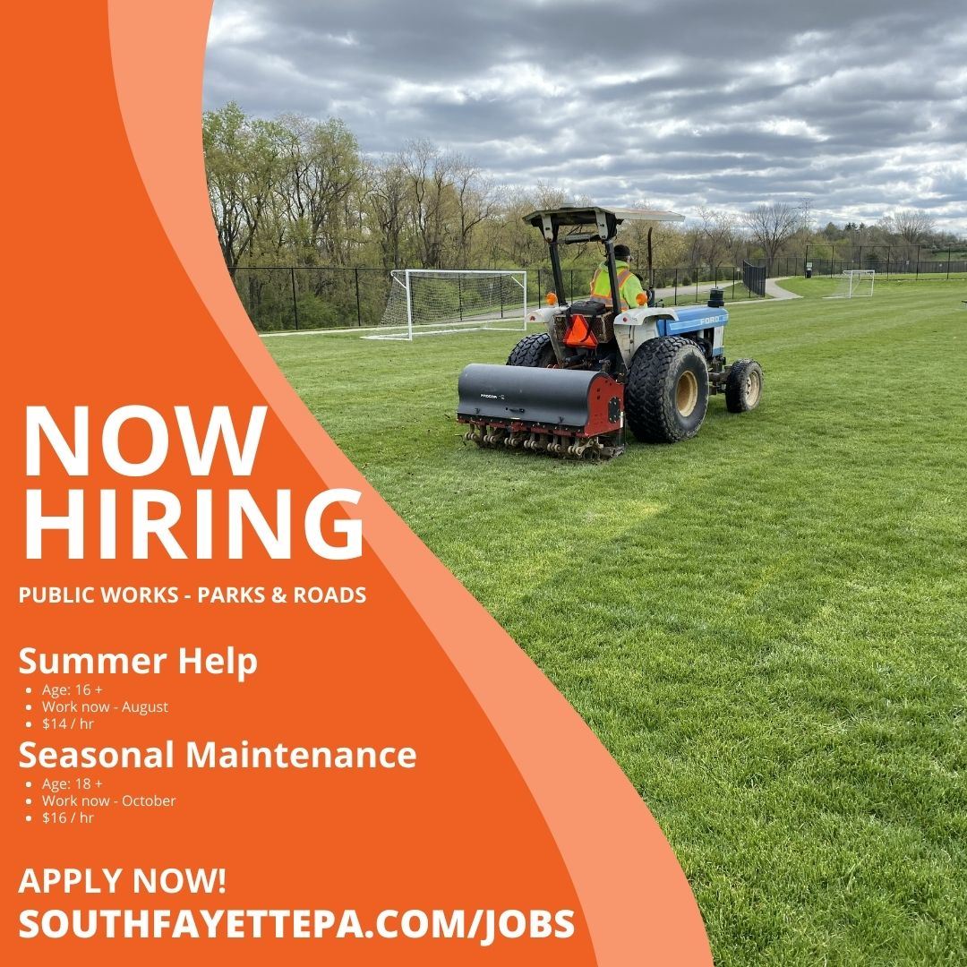 Summer and Seasonal Help with photo of grass mowing