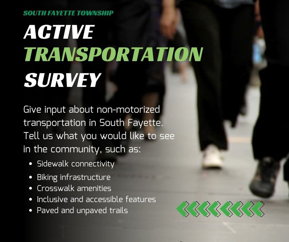 Active Transportation Survey text and people's legs and feet on sidewalk