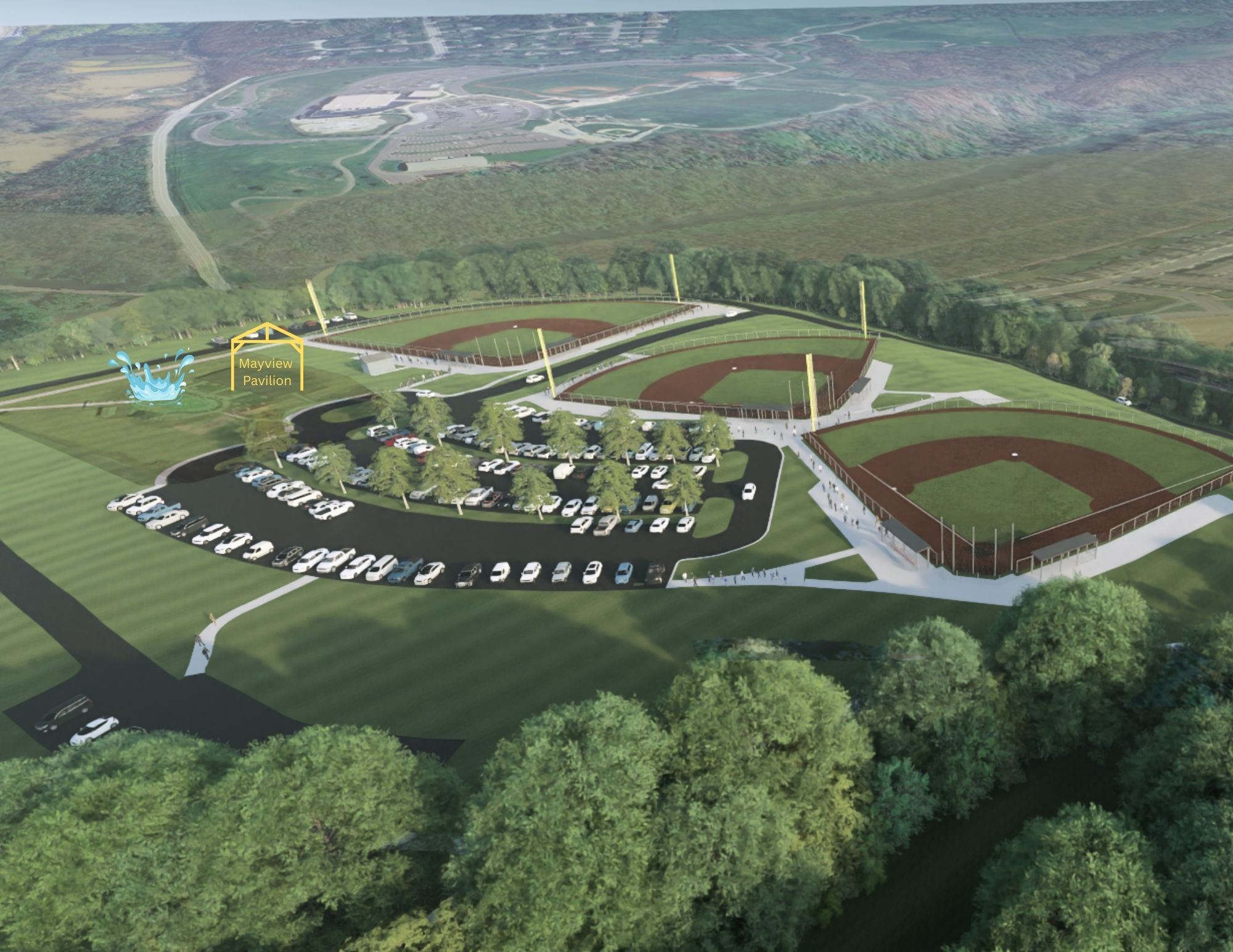 Mayview site ball fields architectural rendering