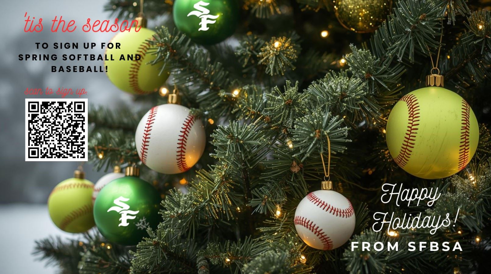 SFBSA Spring 2026 Registration Holiday Flyer with QR Code