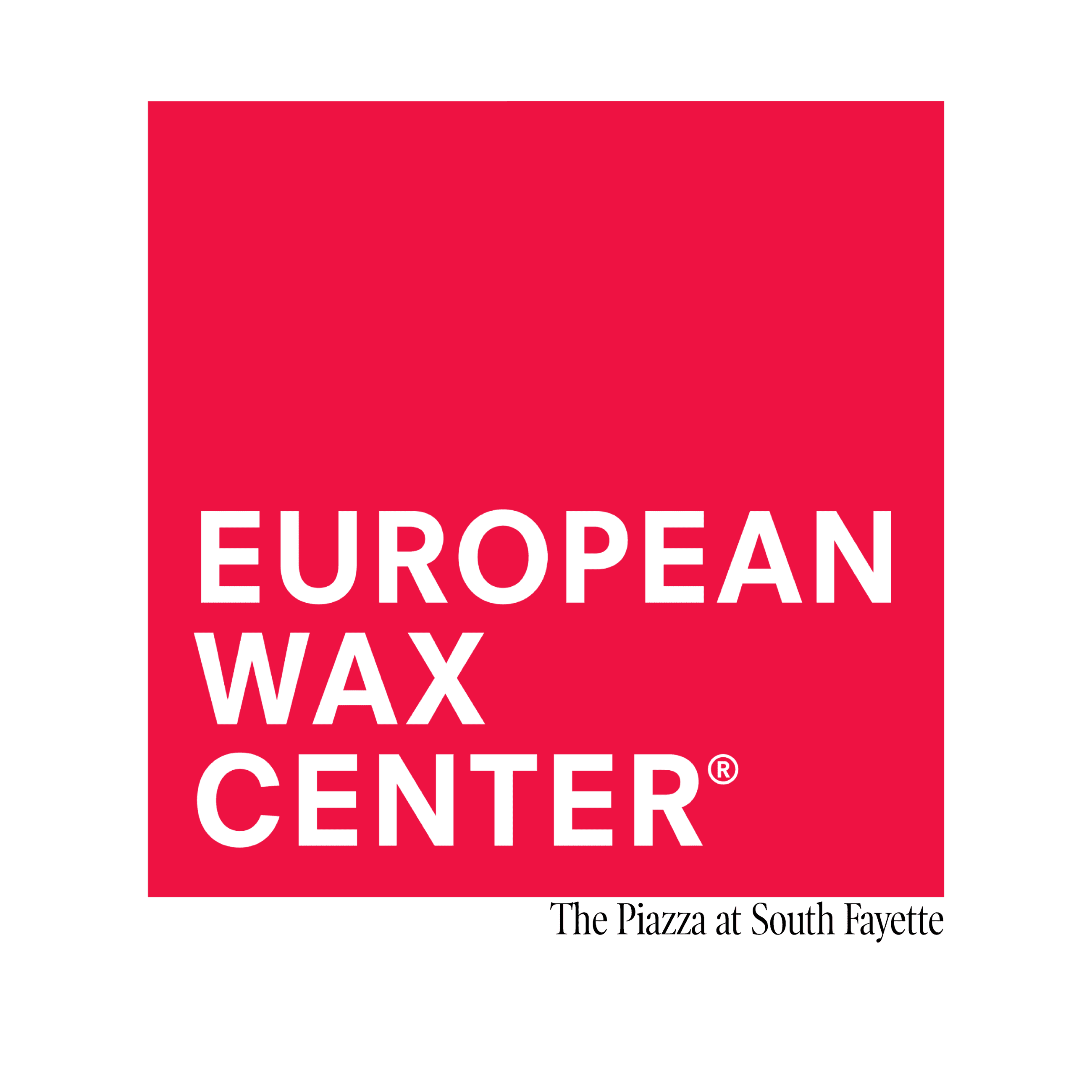 European Wax Center logo white in red square The Piazza South Fayette